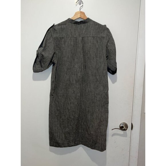 Vince Gray Button-Up Tie-Sleeve Women's Midi Shirt Dress Size Medium - Picture 4 of 8